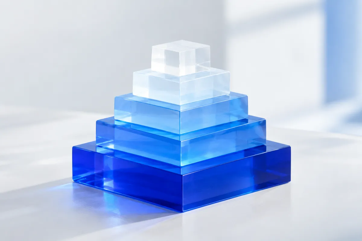 Abstract stepped pyramid representing levels of evidence